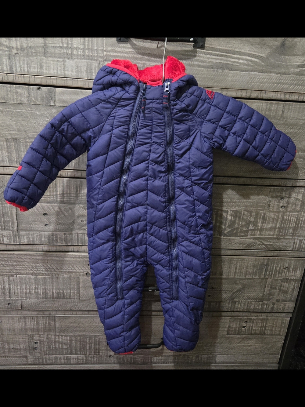 Snozu Navy Snowsuit with Red Plush Lining